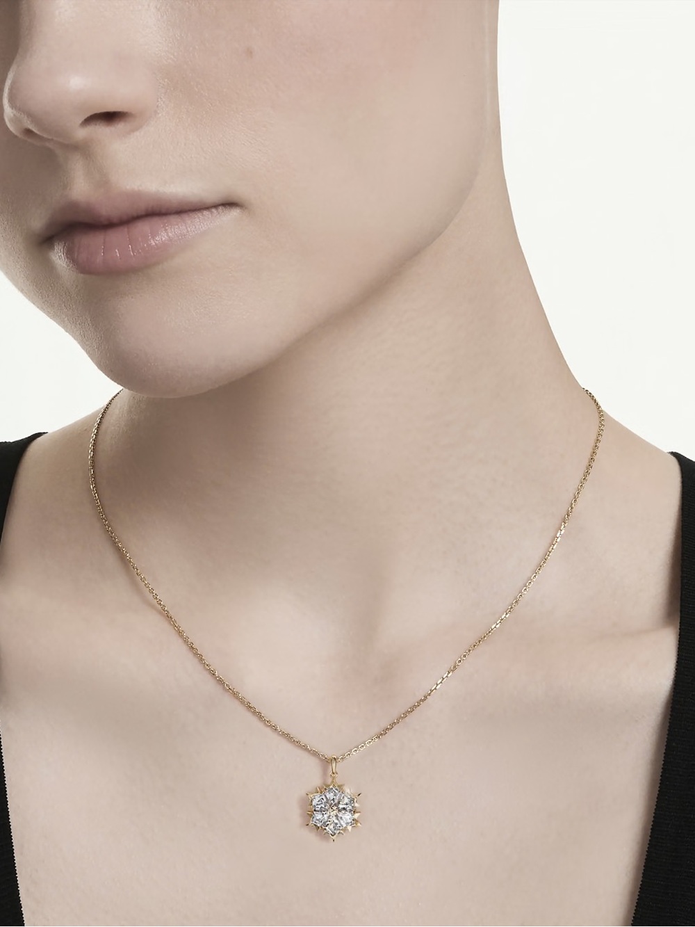 Swarovski Rose Gold Crystal Starburst Pendant Necklace - Picture 9 of 10